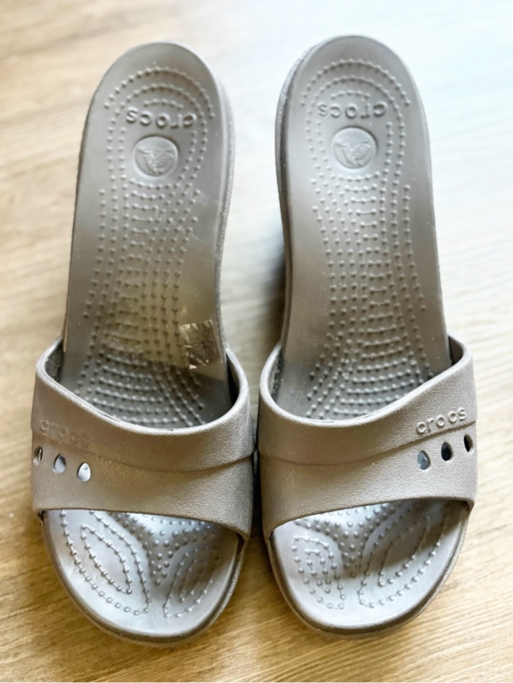 CROCS Women's Slide Sandals in Taupe Gray
